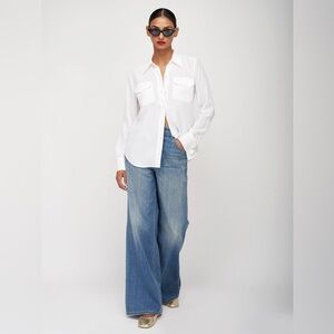 EQUIPMENT FEMME blouse faded light blue green size Large